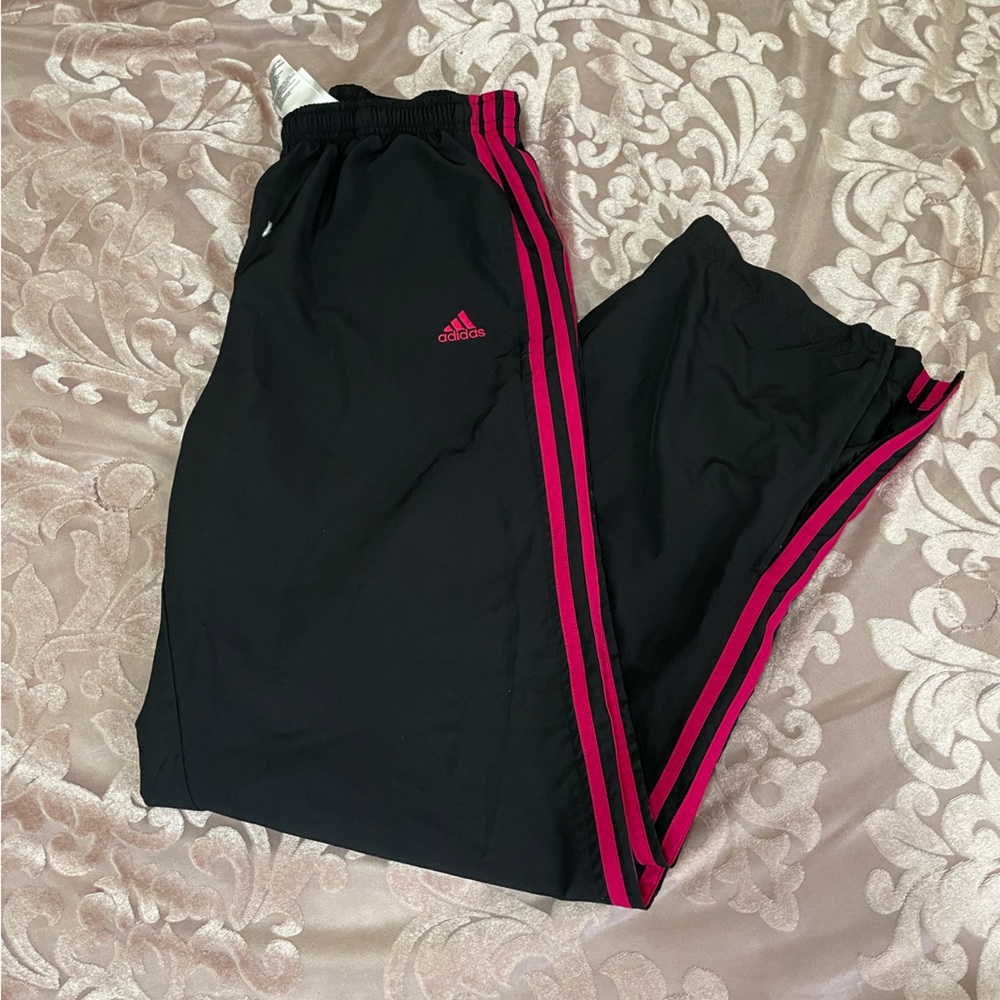 Adidas Pink Striped Windbreaker Pants